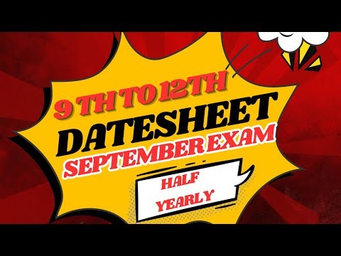 Half Yearly Exam || Term 1 Exam Date sheet || September exam 2025