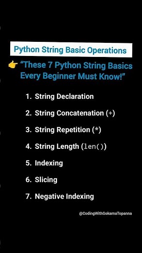 Python String Basic Operations Explained | Declaration, Concatenation, Slicing & Indexing💯#python#yt
