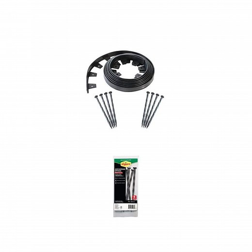 Vigoro 20 ft. No-Dig Landscape Edging Kit with 8 in. Black Landscape Anchoring Spikes (8-Pack) - The Home Depot
