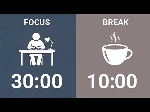 30/10 Pomodoro Timer with White Noise 🎧 4 Hours for Work From Home