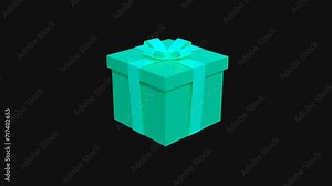 Rotating Gift Box. 3D gift box animation on a Alpha Channel. Valentine's Day, Holidays and gifts concept, Seamless loop, anniversary, birthday, 3D render Stock Video
