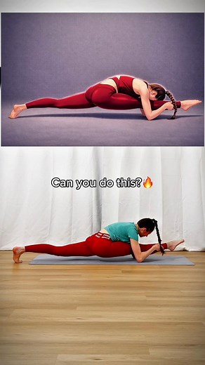 Next Level Split on Elbows… Have You Tried This? 🔥 👉🏻Front Split Course - info in bio💕 👉🏻 Tag someone who should try this😁 . . #stretching #yogachallenge #yoga #flexibility #mobility