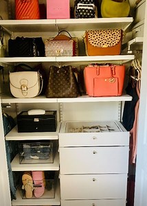 Make the most of your closet space with a custom Elfa solution! 💙👜 PSA: All Elfa solutions are 30% OFF right now at #TheContainerStore. Start your free design today: https://container.store/42dvIhR Video: @organizedmarie. | The Container Store