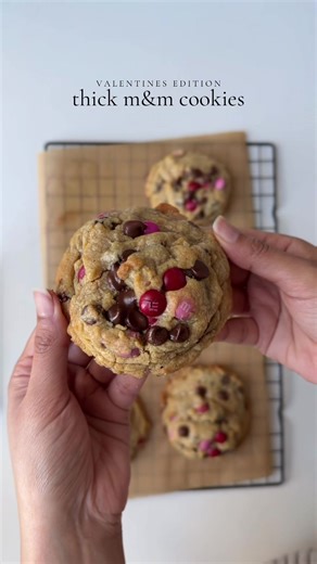 Delicious Valentine's Edition Thick M&M Cookies