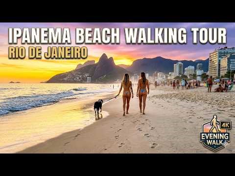 Walking Ipanema Beach at Sunset 🌅 The Most Beautiful Vibe in Rio! (4K)