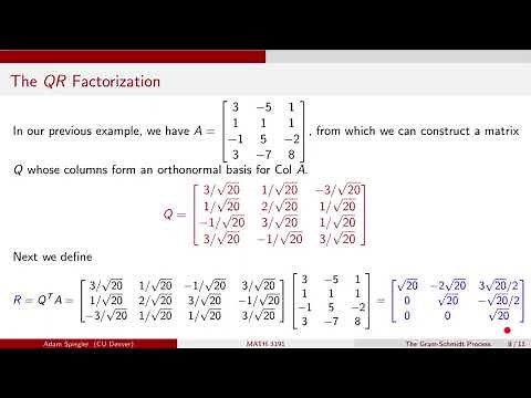MATH 3191: An Example of QR Factorization