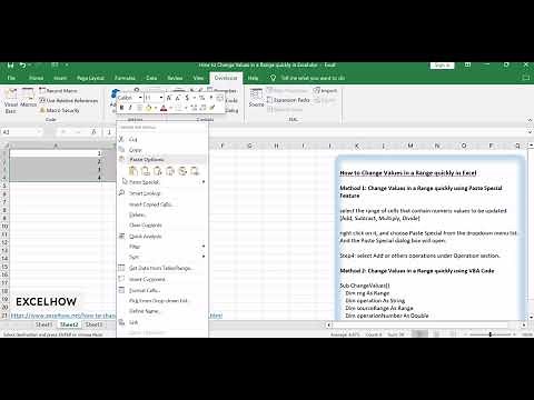 How to Change Values in a Range quickly in Excel
