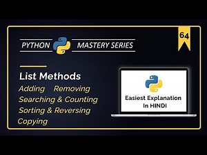 Python List Methods in Hindi: Adding, Removing, Searching, Counting, Sorting, Reversing & Copying
