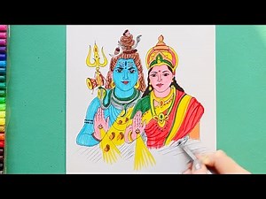 How to draw Shiv Parvati (Maha Shivaratri)