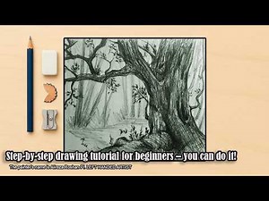 Realistic Tree Drawing with Pencil | Forest Landscape Shading & Texture Tutorial