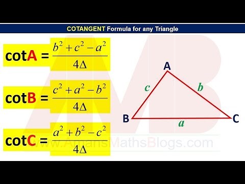 Trigonometry Formula | CotA CotB CotC for Any Triangle ABC | Proof of Cotangent | AMBPi73