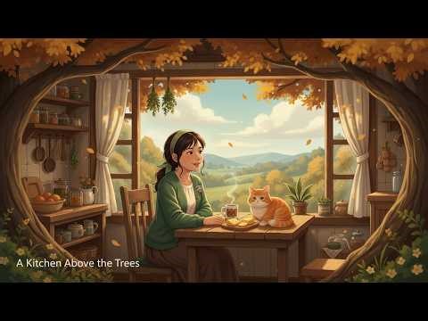 A Hidden Treehouse Kitchen on a Windy Harvest Day 🍃 #CozyASMR #SlowLiving #TreehouseKitchen