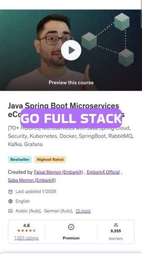 Best Udemy Courses To Level Up and Become Full Stack Developer #embarkx #springboot #microservices