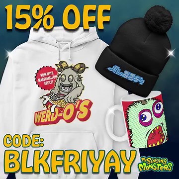 1.8K views · 112 reactions | We're kicking off Black Friday early with 15% off our entire Merch StoreUse promo code "BLKFRIYAY" to take advantage of this weekend's discountsOffer ends Monday, November 27. Which of our new merch is your favorite? https://www.mysingingmerch.com/ | My Singing Monsters | Facebook