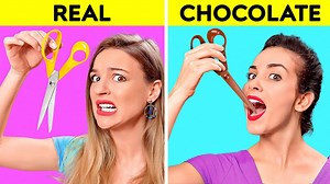 REAL VS CHOCOLATE FOOD CHALLENGE || Last To STOP Eating Wins! Taste Test by 123 GO! CHALLENGE - Italian Food