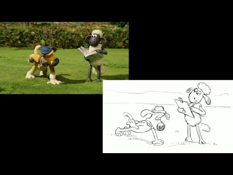 Shaun the Sheep - Dual video: Animatic/Final Movie - "Bitzer's Basic Training" - Training Sequence