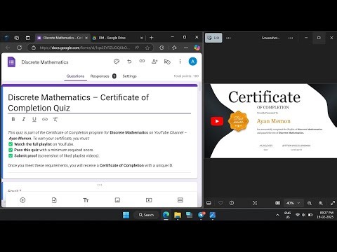 Discrete Mathematics Completion Certificate | DM | GTU | GTU 100 Points Activity Certificate