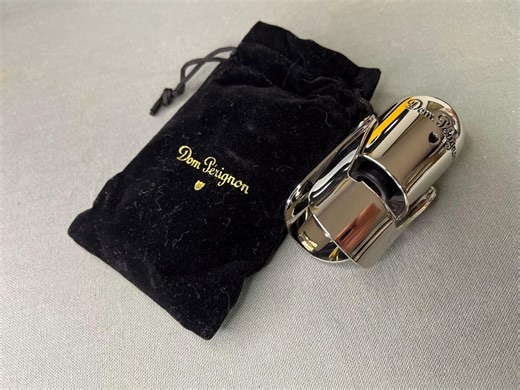 DOM PÉRIGNON Silver Champagne Bottle Stopper in Velvet Pouch - Etsy