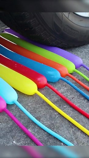 Experiment: Car vs Colored Water Balloons #colored #balloon #rainbow