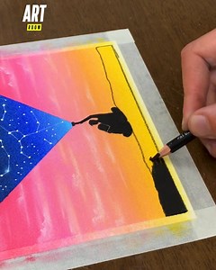 460K views · 2.1K reactions | Watch how this drawing evolves It's impressive  #pastelart #drawingtutorial #magicalart #easyart #creativity #milkyway #artisticcouple #lamp #night | Art Room | Facebook