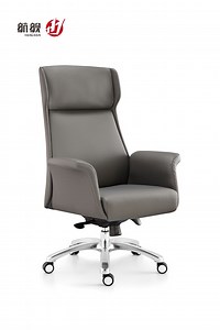[Hot Item] Luxury Office Furniture Manufacturer Grey Leather Swivel Executive Chair for Hotel Project