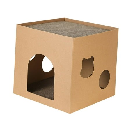 Cat Box Cats Bed Corrugated Cat Cardboard Box for Indoor Small Animals Rabbit Brown L - Walmart.ca