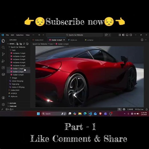 Sport Cars Website with the Html Css & Javascript project Part - 1