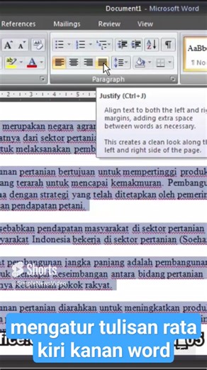 cara mengatur tulisan rata kiri kanan pada word #tutorial #microsoftwo...