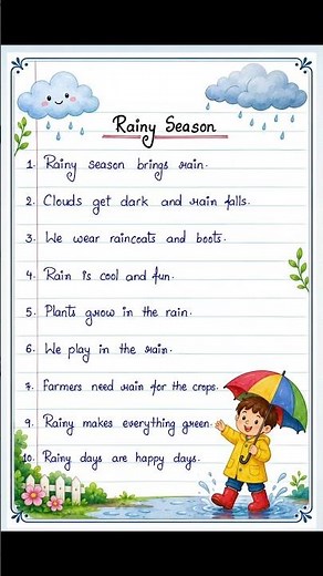 10 Lines On Rainy Season in English/Essay On Rainy Season in English/Rainy Season in English #shorts