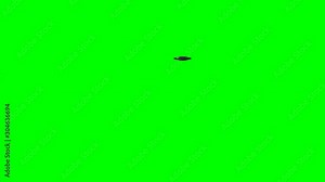 UFO fly by, rotating spaceship with extraterrestrial visitors, high detail alien flying saucer isolated on green screen background, 4k loop