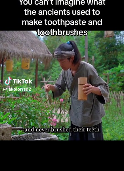How did the ancients make toothpaste and toothbrushes? Beef bones, bamboo salt, pearls, pig hairs.#fyp #handwork #usa_tiktok #toothpaste #toothbrush