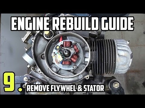 Remove flywheel and stator, ignition - Vespa LML Engine rebuild tutorial Part 9