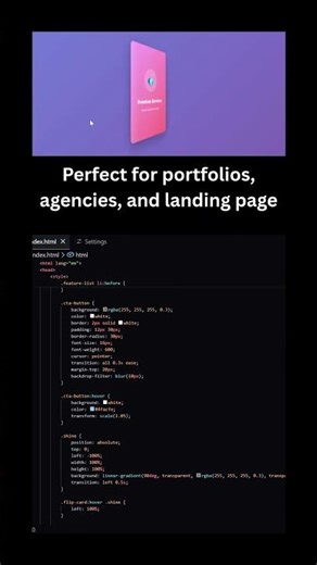 3D Card Animation in 60 Seconds #coding #shorts