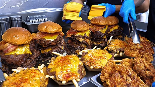 117K views · 2K reactions | The King of American Burgers! Authentic American Style Smashed Cheese Burger - Korean Street Food | Food Processing | Facebook