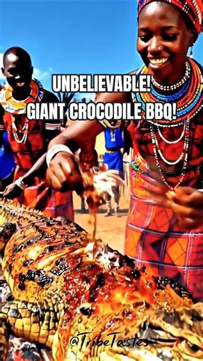 🐊African Tribal Fire Roast: Maasai Crocodile Feast & Dance Ceremony #shorts #viral #videoshort
