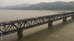 Aerial photography of the Qiantang River Bridge in Hangzhou