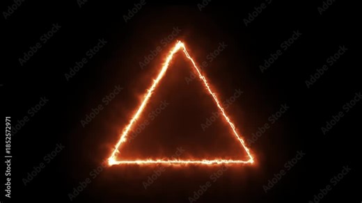 A fiery triangle, often used to illustrate the Fire Triangle concept. This model explains the three elements required for fire to ignite and sustain itself heat, fuel and energy