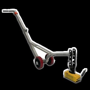 Magnetic Manhole Lifter - Aluminum Heavy Duty Collapsible Dolly with 8" Hard Wheels & Heavy Duty Magnet