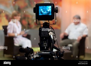 Video camera viewfinder - recording show in TV studio Stock Photo - Alamy