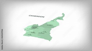 Animated Map of CAMEROON with states Borders and Major Cities Positions