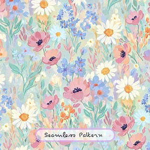 Seamless Wild Flowers Watercolor Pattern for Textile Print - Etsy