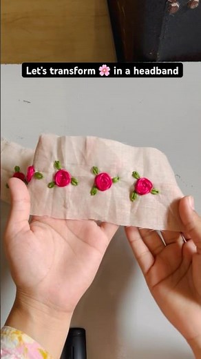 Embroidery Headband 🌸 DIY #embroidery #handembroidery #handmade #threadart #shortsviral #ytshorts