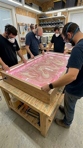Incredible Pink Swirl Epoxy Table Build! #Satisfying