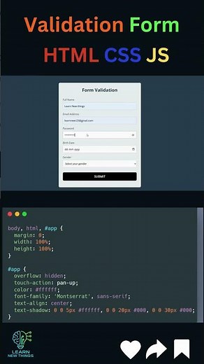 HTML CSS JavaScript Validation Form | Registration Form with Validation Tutorial
