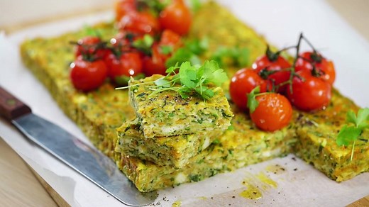 Zucchini sweet potato = heaven. Get the recipe > http://www.taste.com.au/recipes/zucchini-sweet-potato-slice/21b07637-d992-4b29-9e01-194081a0c3f9 | Taste.com.au