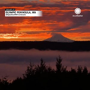 6.3K views · 465 reactions | Morning Moment of Zen : Wake up to this gorgeous view of a fiery sunrise near Mount Rainier, Washington. | AccuWeather | Facebook