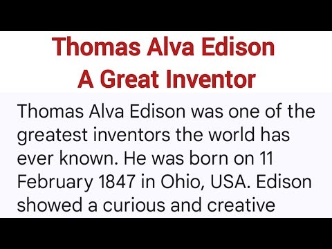 Thomas Alva Edison Essay in English | Life & Inventions of Edison | Easy Writing for Students