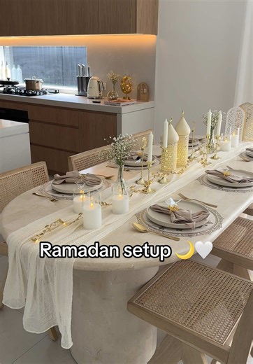 Ramadan table setup 🌙🤍 #ramadan #ramadankareem #ramadanmubarak #ramadandecor #living