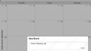 Creating a Scheduled Calendar Reminder of Video Meeting in To Do List. Create Virtual Conference Due Date Schedule Prompt in Personal Organizer Datebook. Digital Display View of Typing Entry Stock Video
