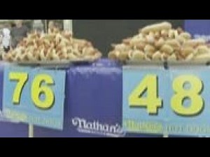 Hot dog contest weigh-in, Joey Chestnut injury